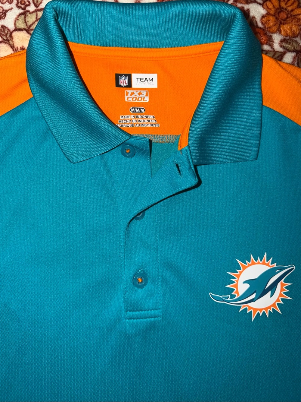 NFL Miami Dolphins Teal and Orange Polo Shirt - Picture 2 of 5